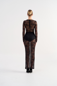 Suboo Gemini Long Sleeve Twist Front Lace Maxi Dress