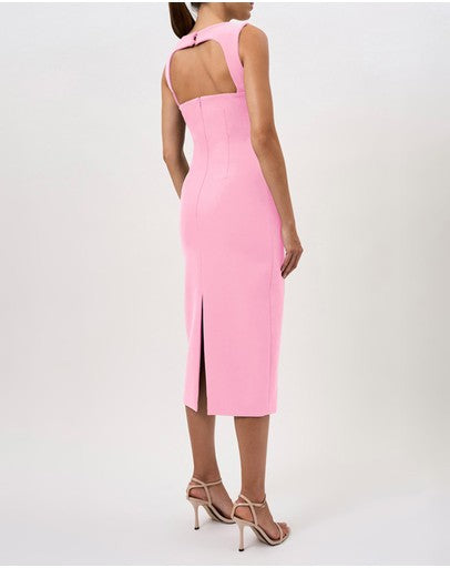 By Johnny Elara Curve Structure Midi Dress - Pink