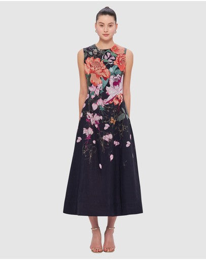 LEO LIN Cleo Sleeveless Midi Dress - Lush Print