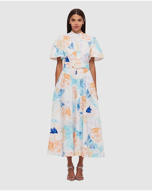 Leo Lin Bianca Short Sleeve Midi Dress - Rosebud Cream Print