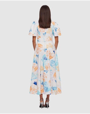Leo Lin Bianca Short Sleeve Midi Dress - Rosebud Cream Print