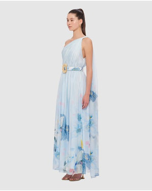 Leo Lin Adriana One Shoulder Maxi Dress - Tranquility Print