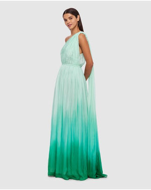 Leo Lin Adriana One Shoulder Maxi Dress - Ombre Turquoise