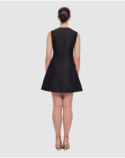 LEO LIN Briana V Neck Embroidery Mini Dress - Black