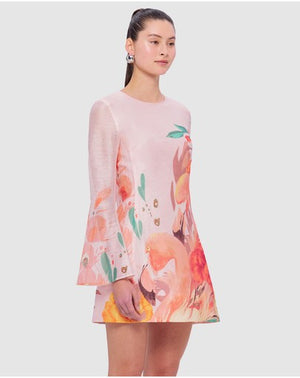 Leo Lin Suzanne Bell Sleeve Mini Dress