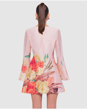 Leo Lin Suzanne Bell Sleeve Mini Dress