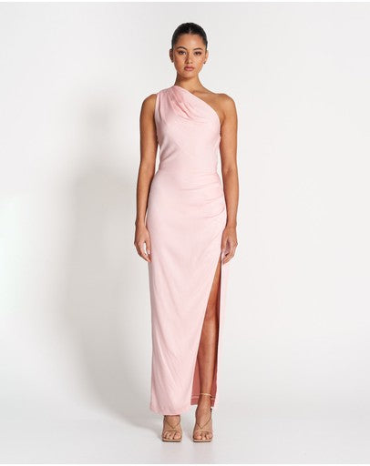 Sofia The Label May Draped One Shoulder Gown - Baby Pink