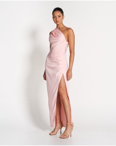 Sofia The Label May Draped One Shoulder Gown - Baby Pink