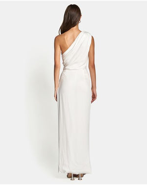 Sofia The Label May Draped One Shoulder Gown - White