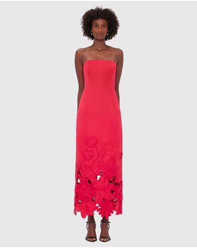 Leo Lin "Rayna" Applique Dress - Red