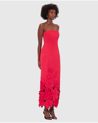 Leo Lin "Rayna" Applique Dress - Red
