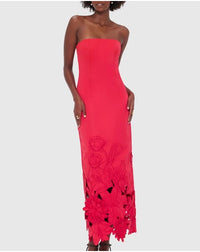 Leo Lin "Rayna" Applique Dress - Red