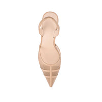 Lana Wilkinson ''Jade'' Heel Beige Mesh & Lizard-Embossed Leather