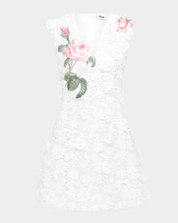 Leo Lin "Briana" V Neck Embroidered Lace Mini Dress