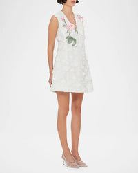 Leo Lin "Briana" V Neck Embroidered Lace Mini Dress