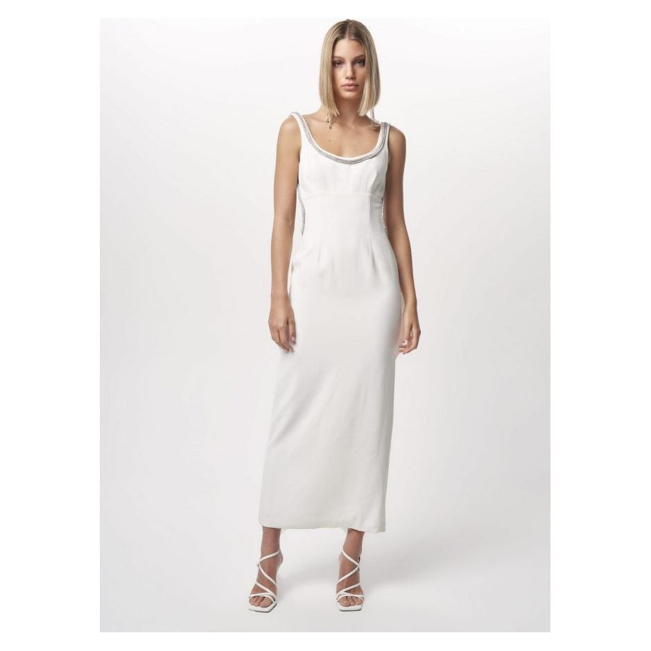 Nicola Finetti Long Diamond Backless Dress - White